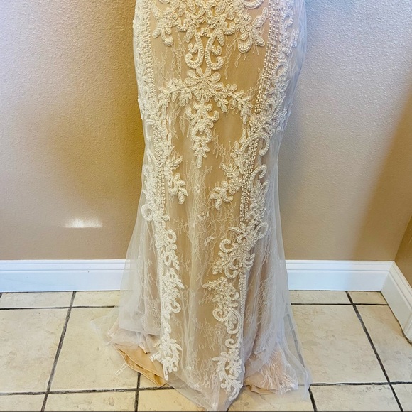 NWOT Lulus Promised Love White Beaded Lace Off-the-Shoulder Maxi Dress - Picture 5 of 16